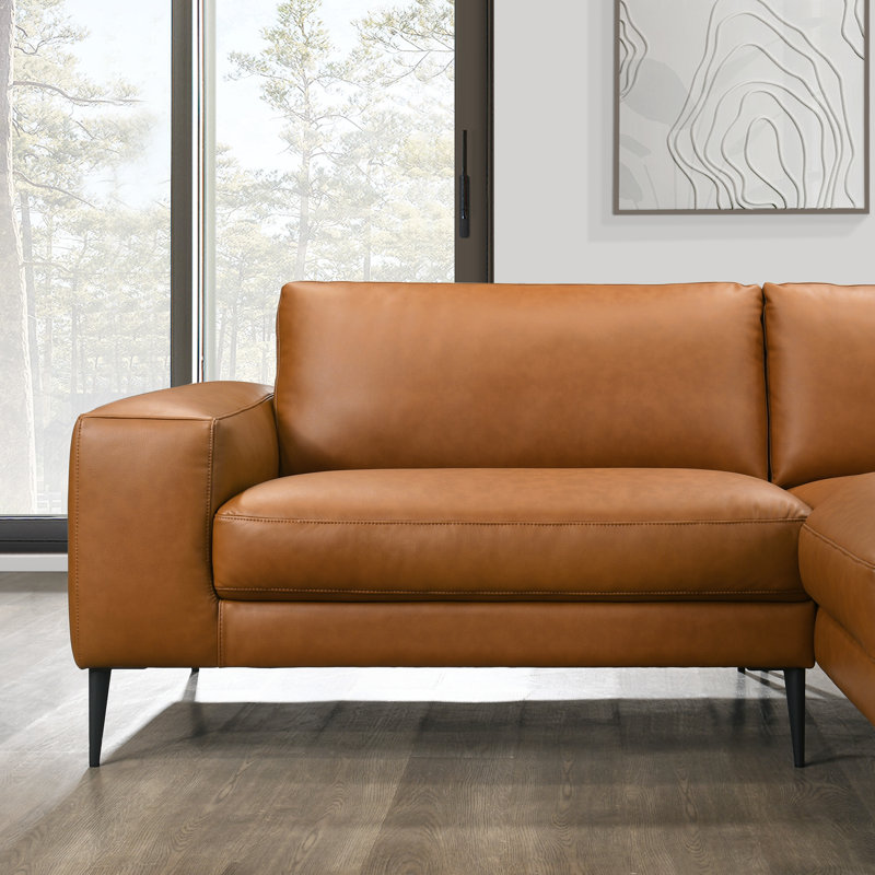 George Oliver Fiske Mid Century Modern Vegan Leather Wide-Armrest